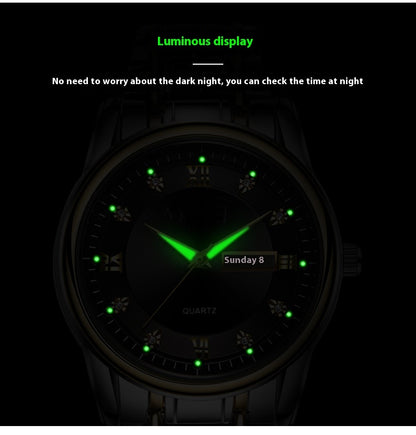 Ultra-thin Steel Strap Double Calendar Luminous Watrproof Watch