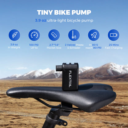 TINY BIKE PUMP - Ultra-Mini 100PSI Rechargeable Bicycle Pump